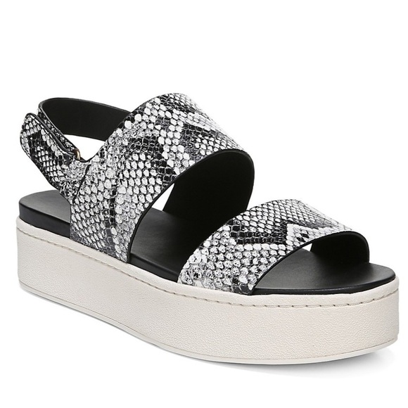 🛍️Vince⚡️Westport Snakeskin Velcro Strap Flatform Platform Leather Sandal 11 - Picture 2 of 6